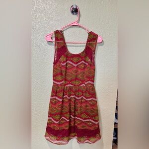 Band of Gypsies Red and Green Patterned Dress